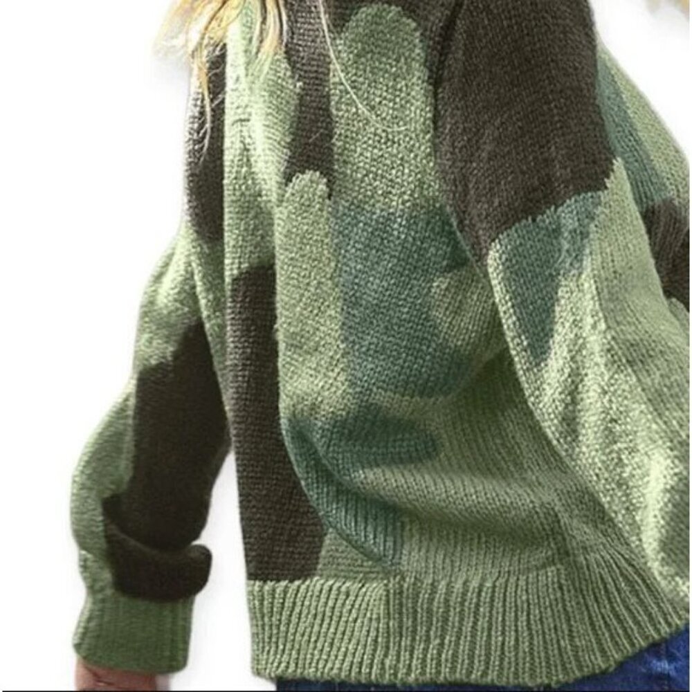 Wooden Ships Women's Brown Camo Wool Blend Pullover Sweater Size L (C-8) - Picture 11 of 11